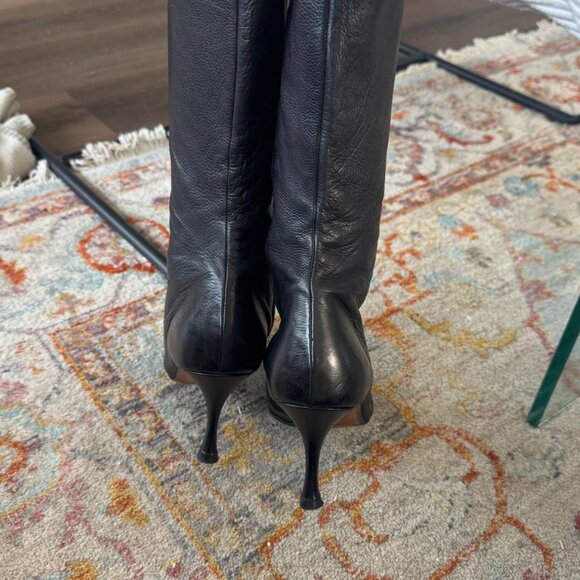 Manolo Blahnik Black Leather Boots - Picture 3 of 7